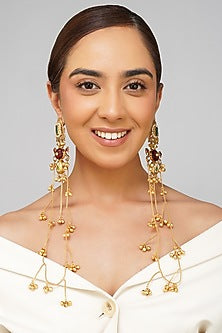 Gold Finish Kundan Polki Dangler Earrings
