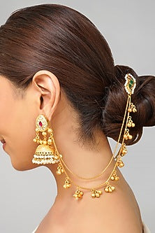 Gold Plated Kundan Polki Jhumka Earrings