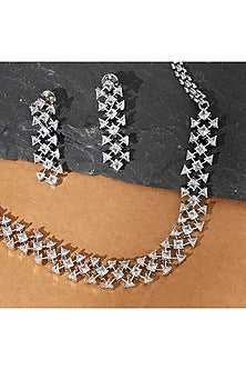 White Finish Zircon Necklace Set