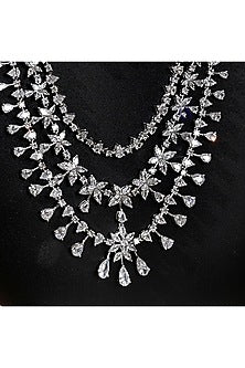 White Finish Zircon Layered Necklace Set