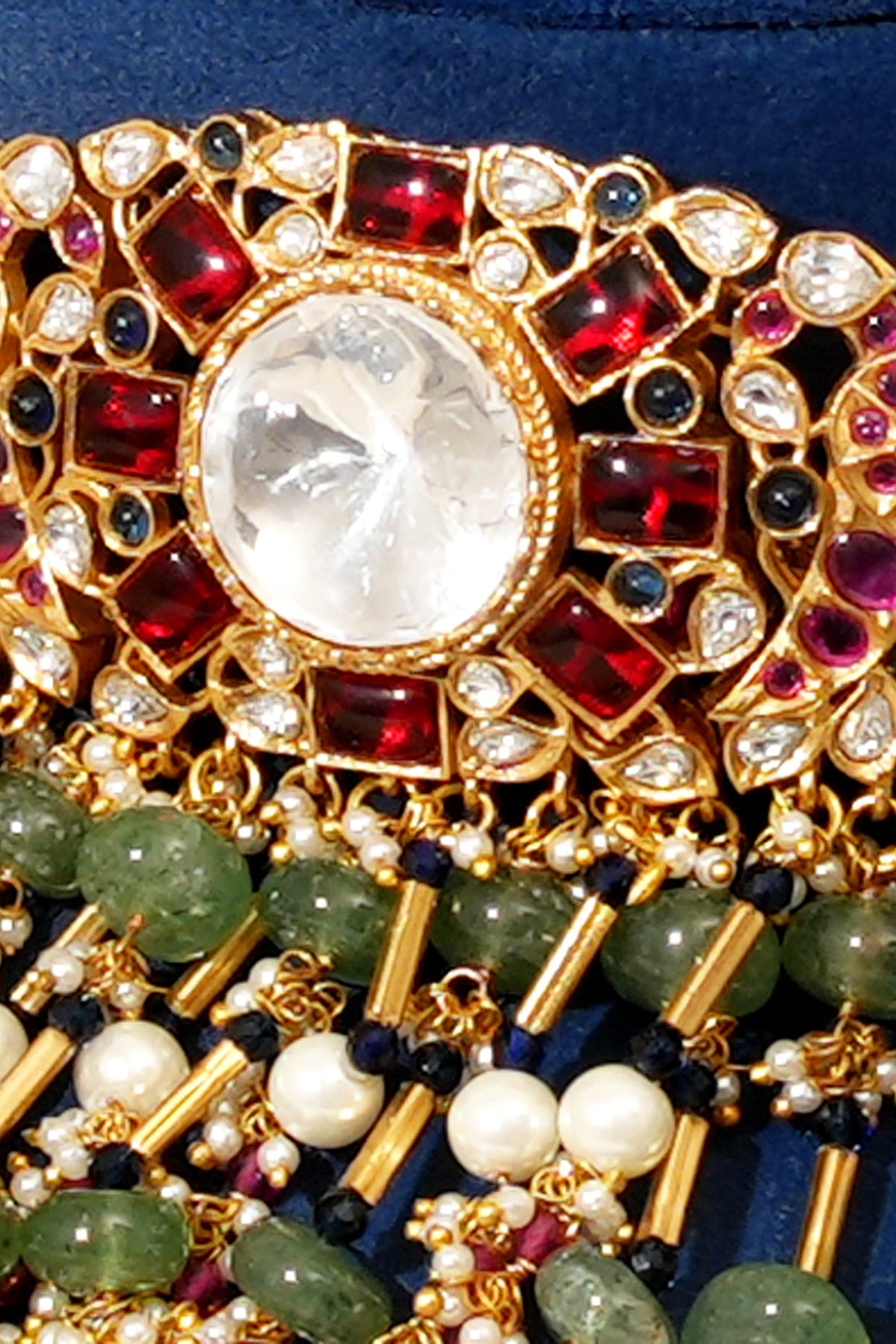 Gold Plated Kundan Polki & Multi-Colored Stone Choker Necklace Set