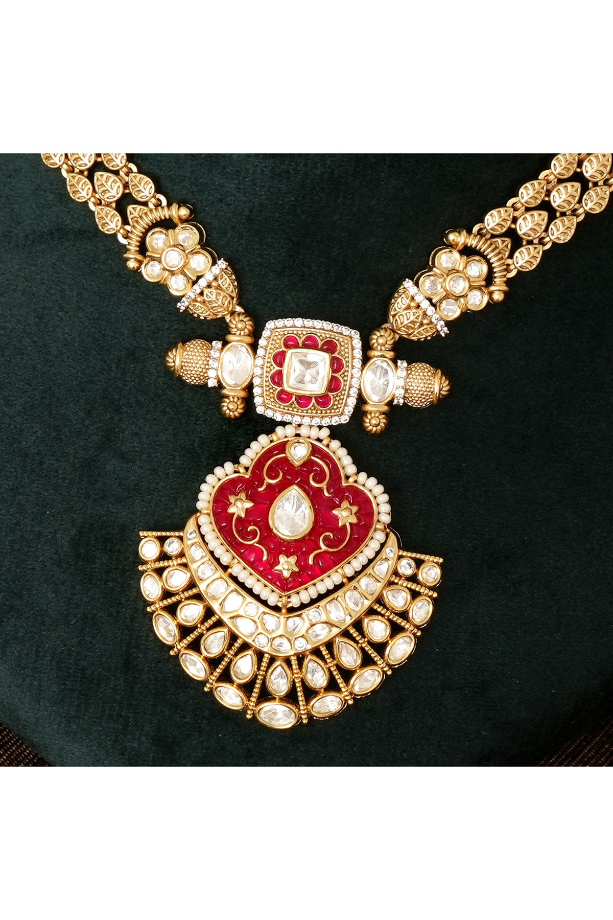 Gold Finish Kundan Polki Necklace Set