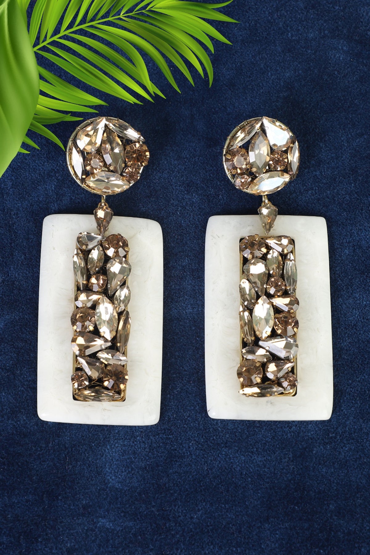Gold Finish Crystal Dangler Earrings