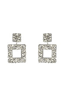 Silver Finish Crystal Dangler Earrings