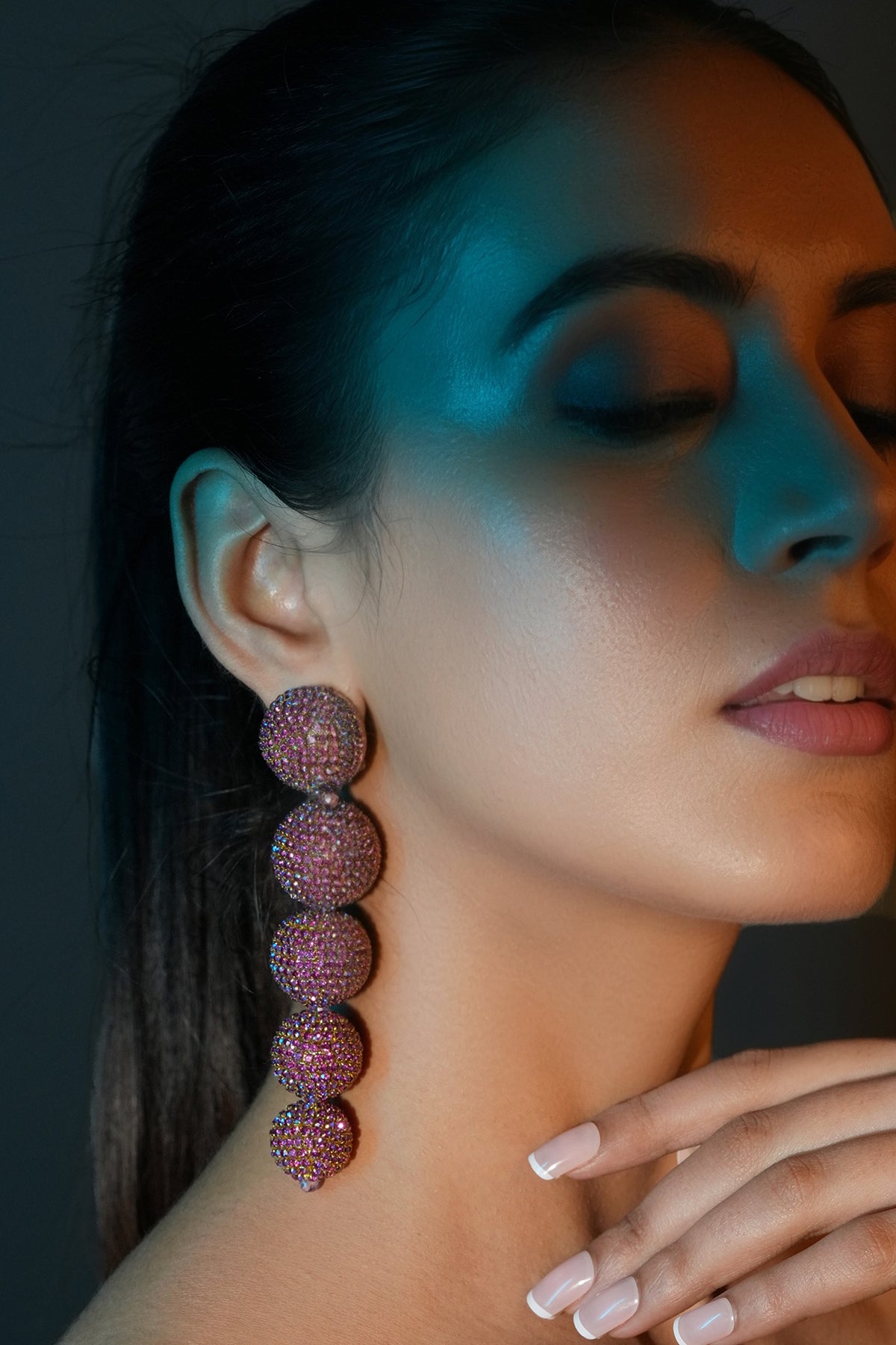 Gold Finish Crystal Dangler Earrings