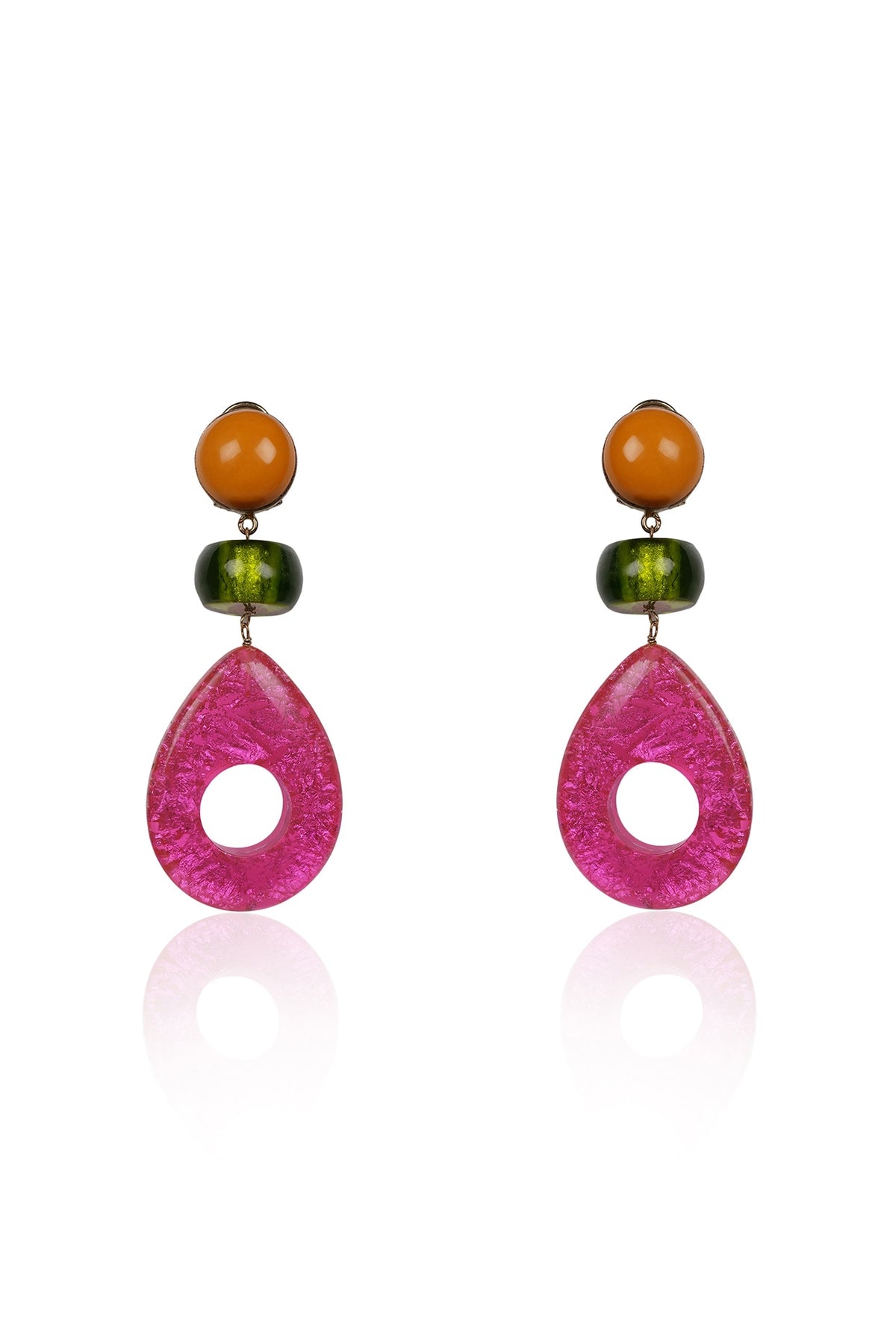 Pink Crystal Teardrop Dangler Earrings