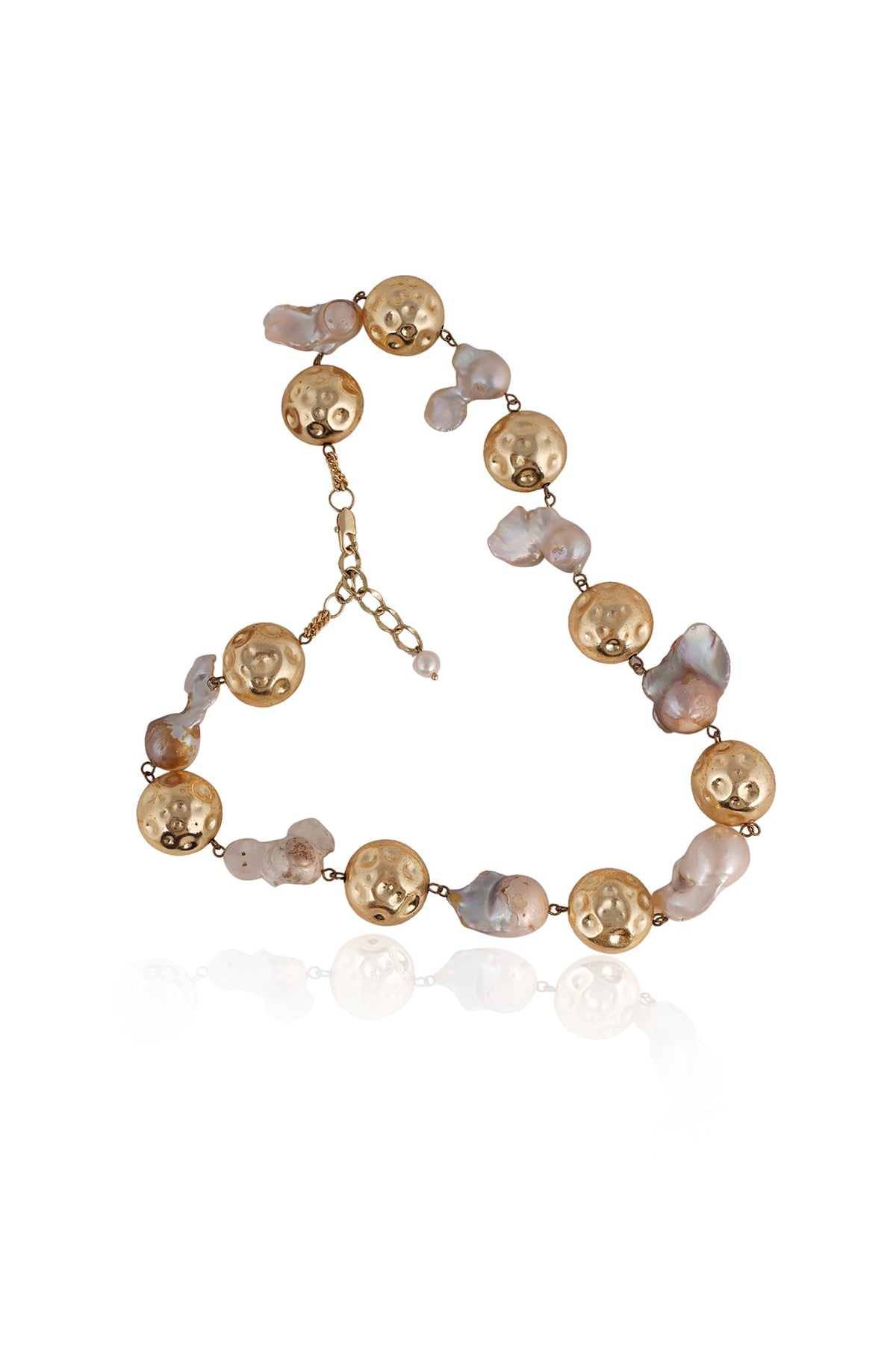 Gold Baroque Pearl & Charm Necklace