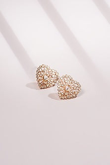 White Crystal Heart Stud Earrings