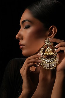 White Crystal Chandbali Earrings