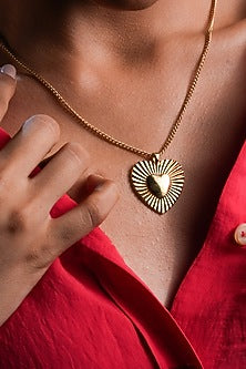 Gold Finish Crystal Spiral Heart Necklace