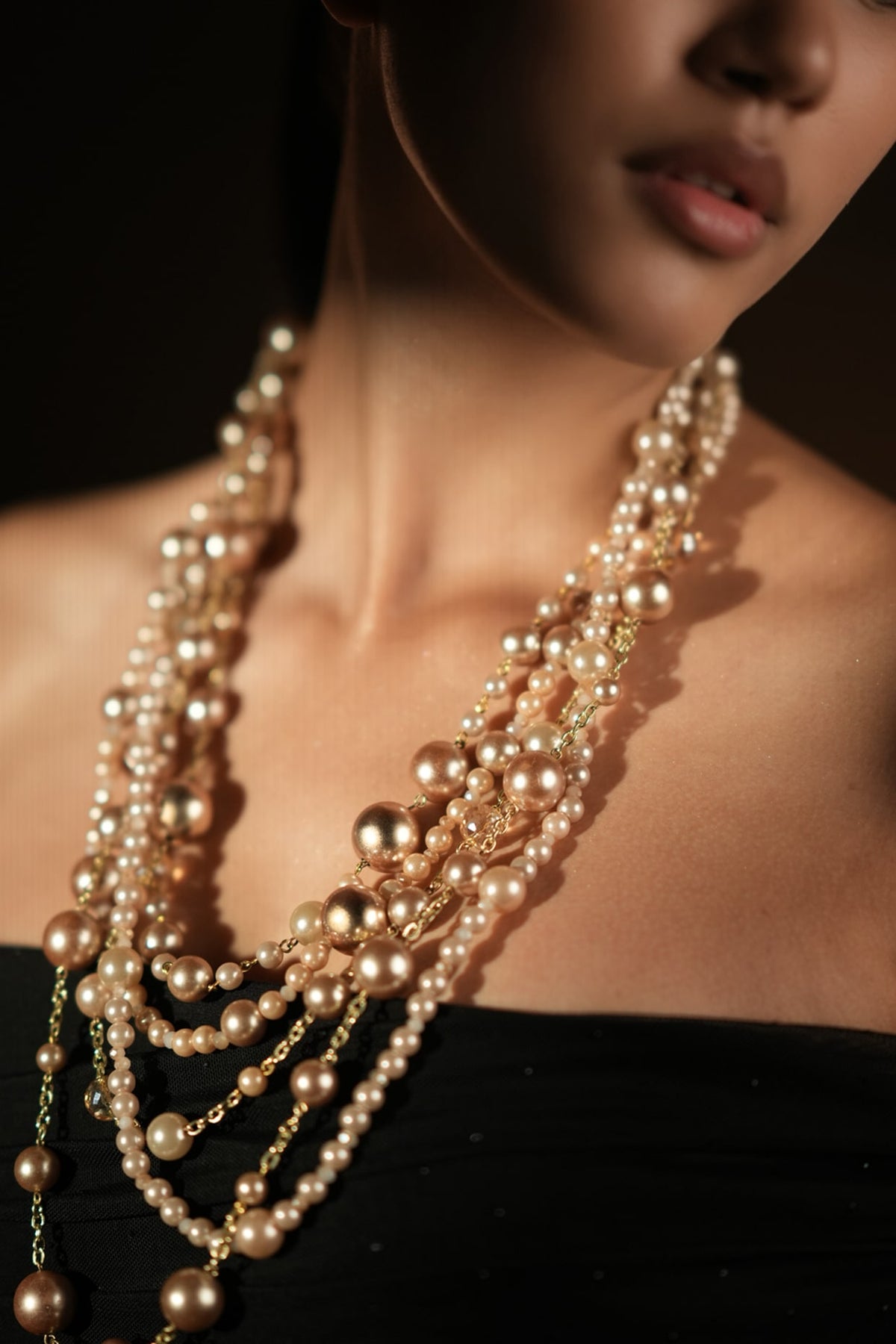 Ivory & Champagne Pearl Layered Necklace