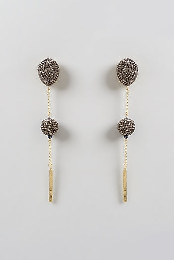 Gold Finish Dangler Earrings With Crystals