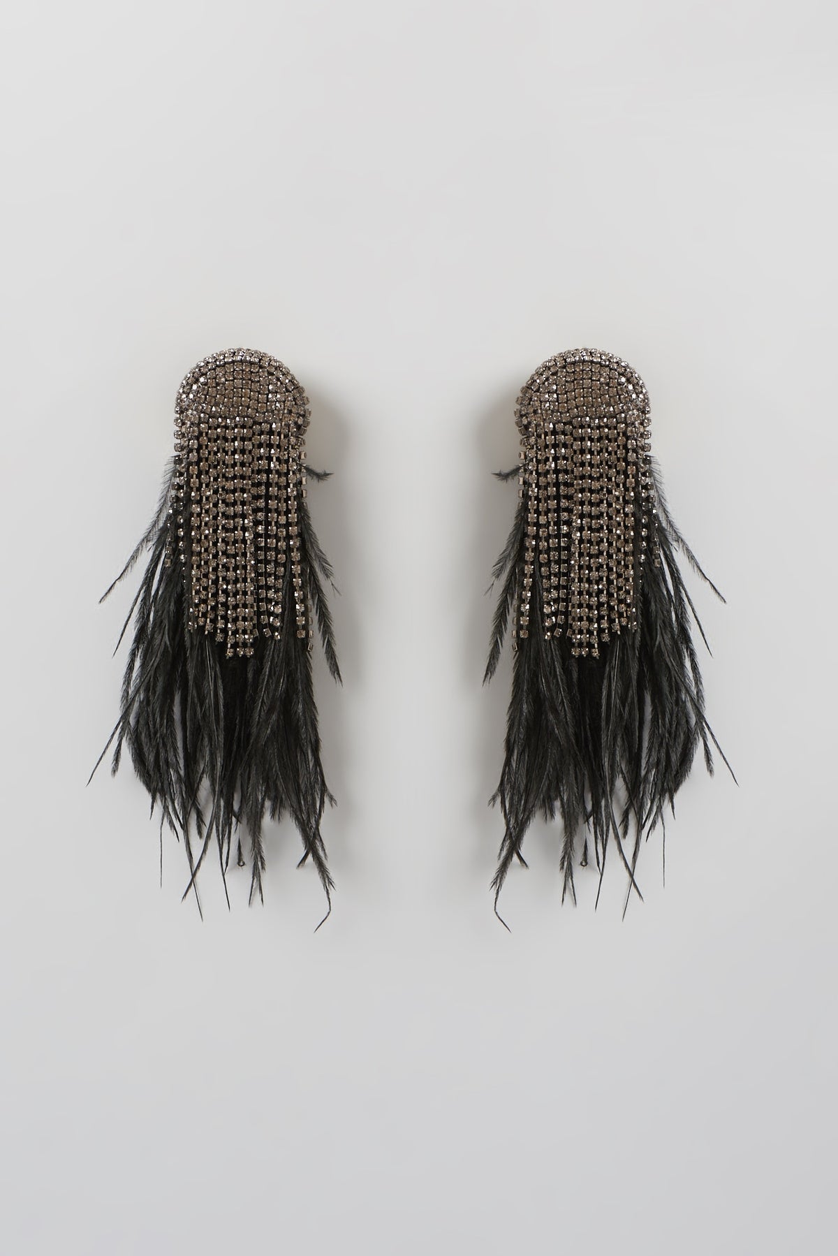 Gold Finish Dangler Earrings With Feathers