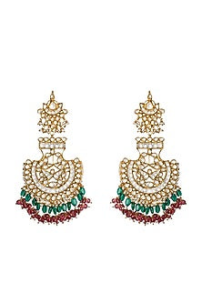 Gold Plated White Kundan Polki Earrings
