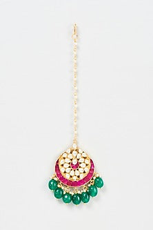 Gold Plated Jadtar Stone Maang Tikka