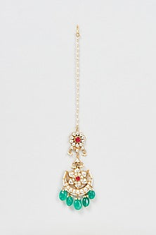 Gold Plated Jadtar Stone Maang Tikka