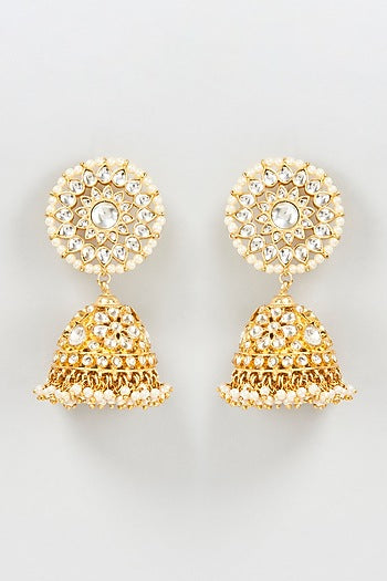 Gold Plated Jadtar Jhumka Earrings