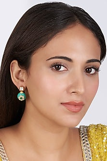 Gold Finish Turquoise Stone Dangler Earrings