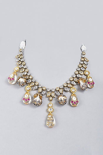 Two-Tone Finish Semi-Precious Ruby Choker Necklace