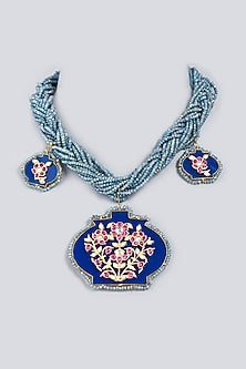 Blue Beaded Choker Necklace
