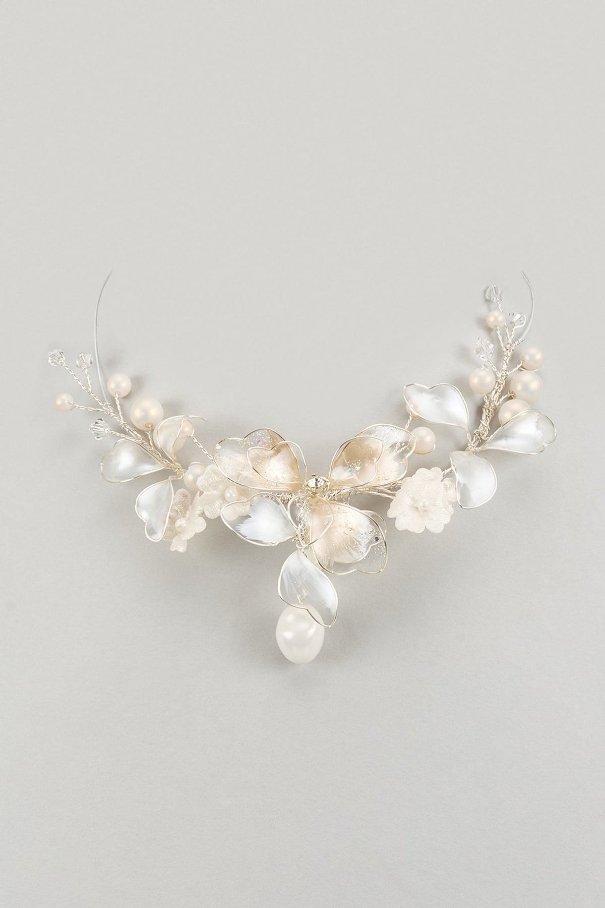 Gold Finish White Enameled Handcrafted Adjustable Floral Choker Necklace