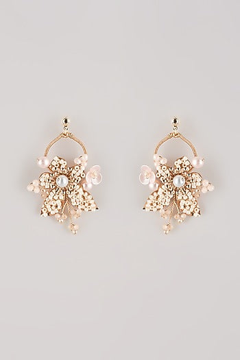 White Resin Floral Dangler Earrings