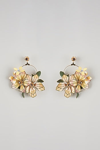 Pink Resin Floral Dangler Earrings