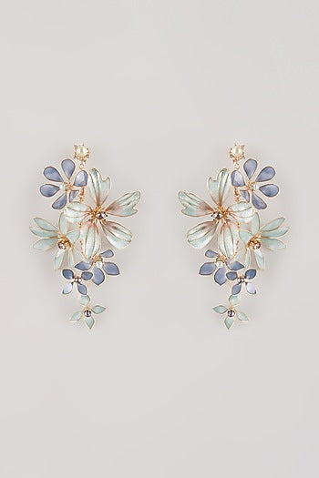 Blue Resin Floral Dangler Earrings