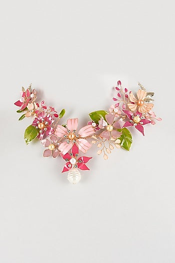 Pink Resin Floral Necklace