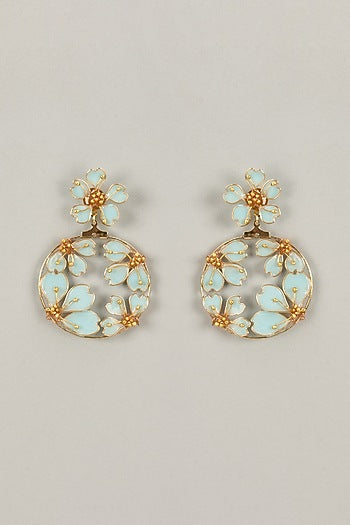 Multi-Colored Handcrafted Enameled Floral Dangler Earrings