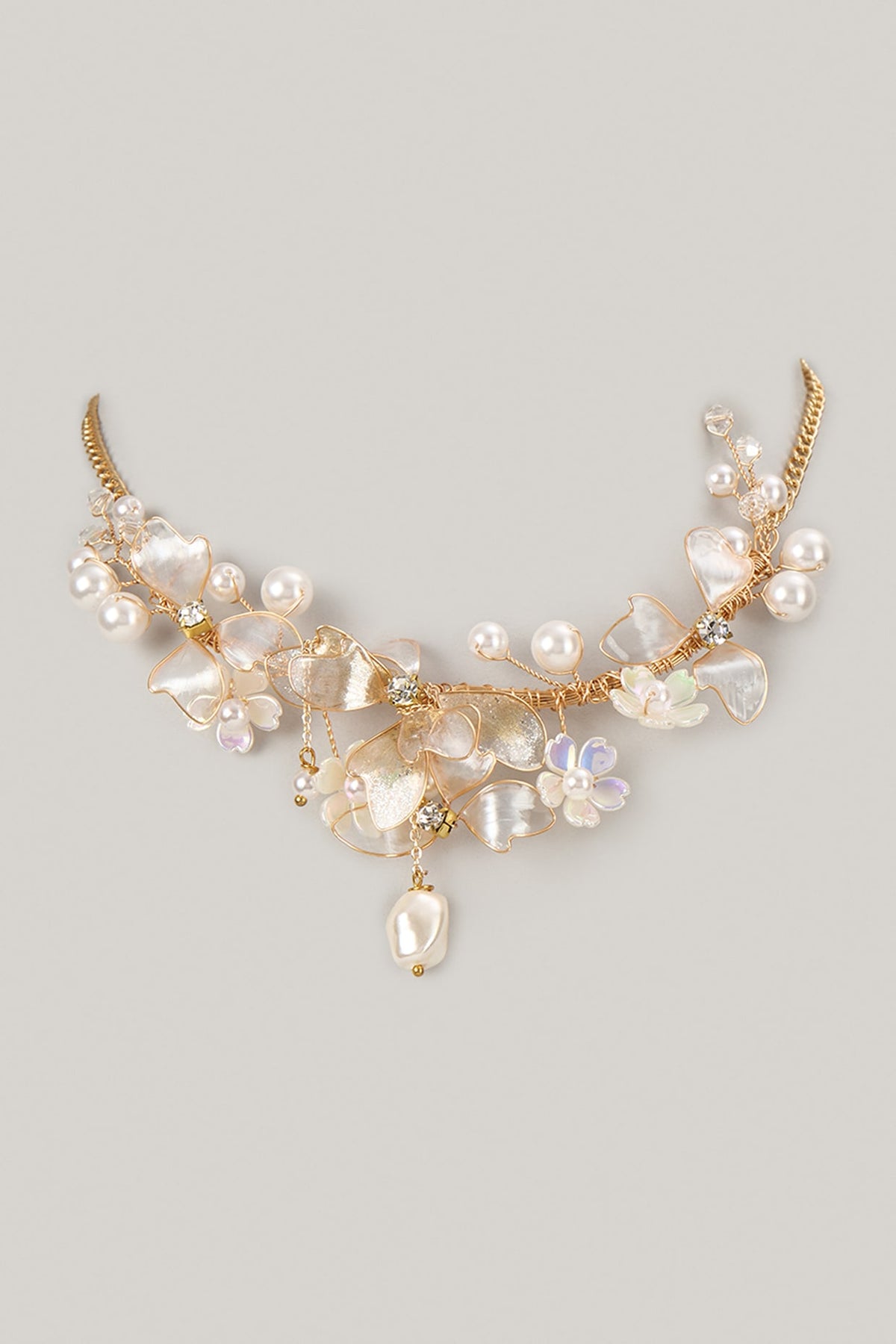 White Enameled Floral Necklace