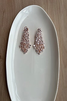 Rose Gold Finish Zirconia Dangler Earrings