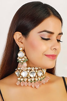 Gold Finish Choker Necklace Set