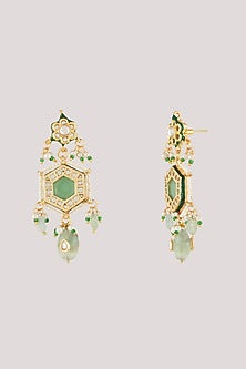 Gold Finish Kundan Polki Layered Necklace Set