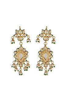 Gold Finish Kundan Polki & Pearl Long Necklace Set