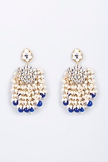 Gold Finish Pearl Chandbaali Earrings