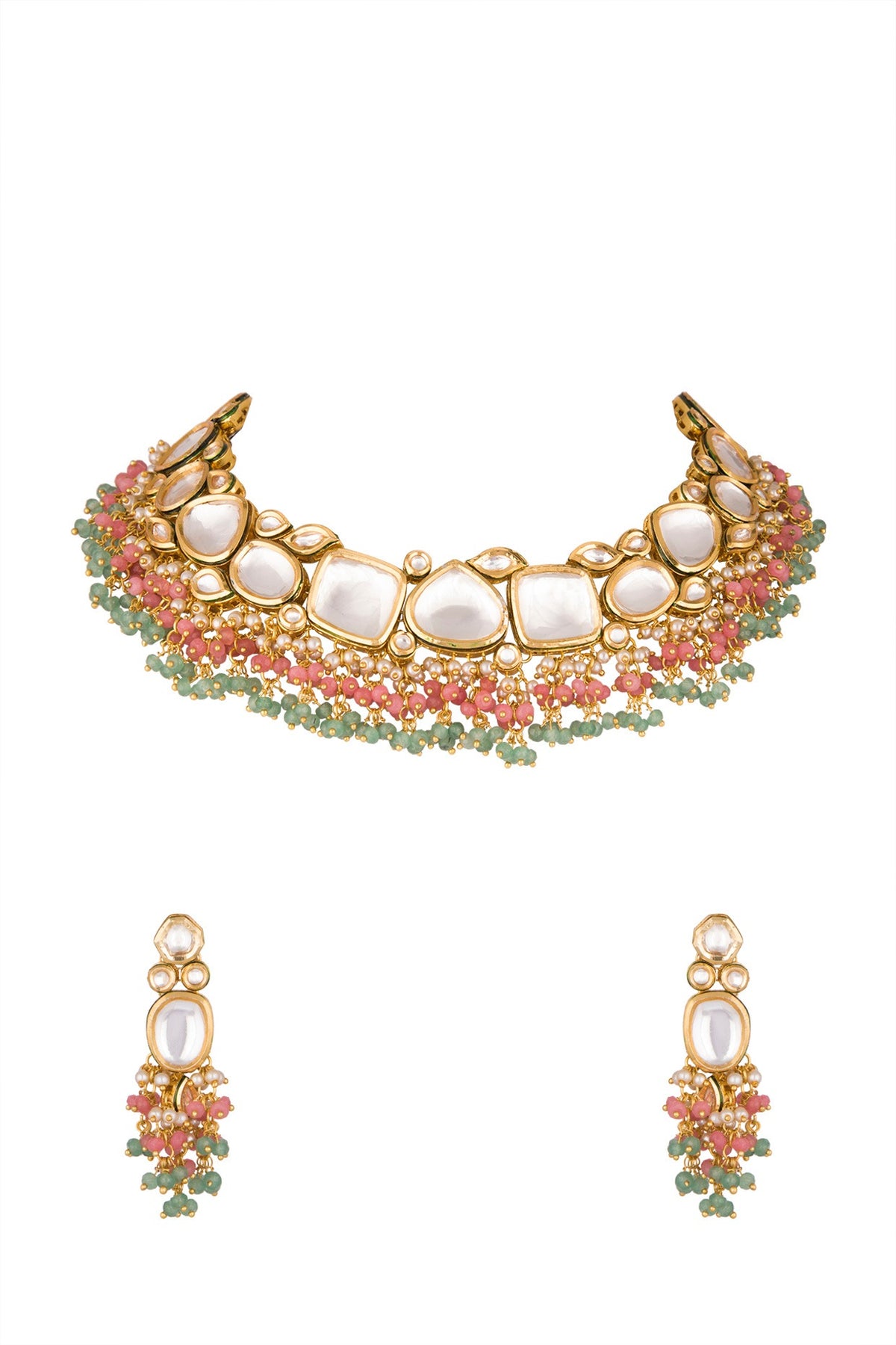 Gold Finish Choker Necklace Set