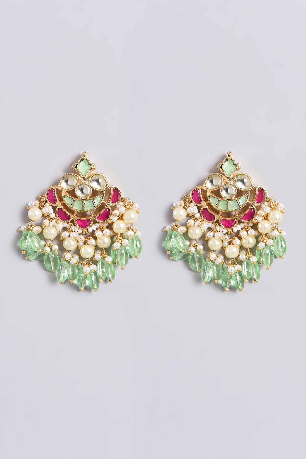 Gold Finish Kundan Polki Stud Earrings