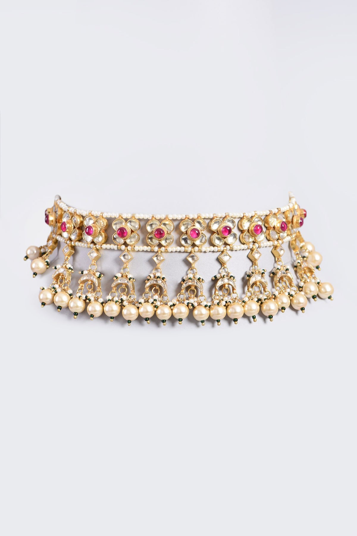 Gold Finish Kundan Polki Choker Necklace