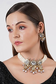 Two Tone Finish Kundan Polki Choker Necklace Set