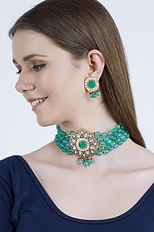 Gold Finish Choker Necklace Set