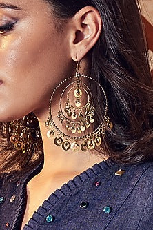 Gold Finish Pearl Chandbaali Earrings