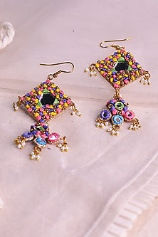 Multi-Colored Embroidered Dangler Earrings