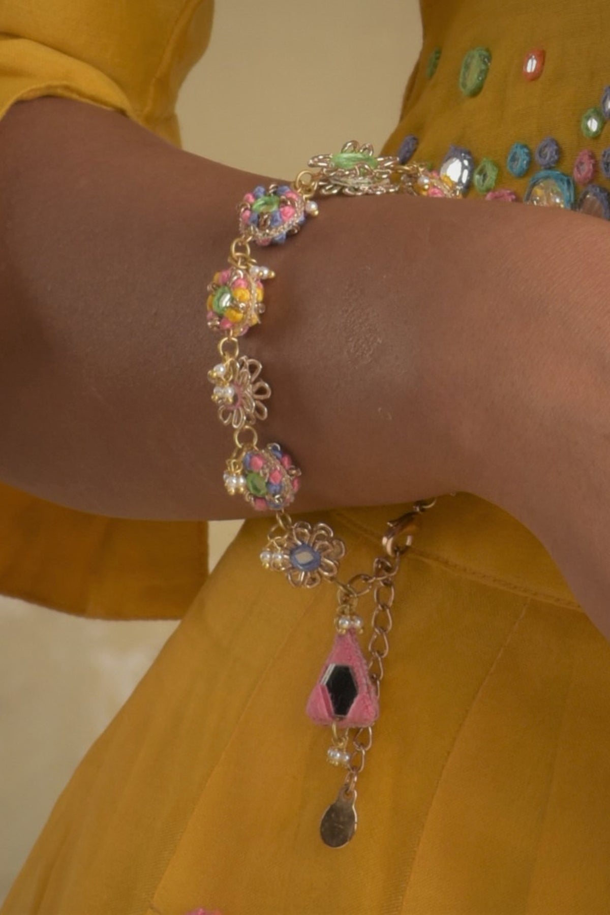 Multi-Colored Embroidered Bracelet