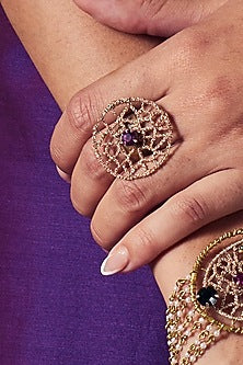 Gold Finish Embroidered Ring