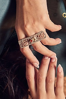 Gold Finish Embroidered Ring