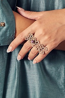 Gold Finish Embroidered Ring