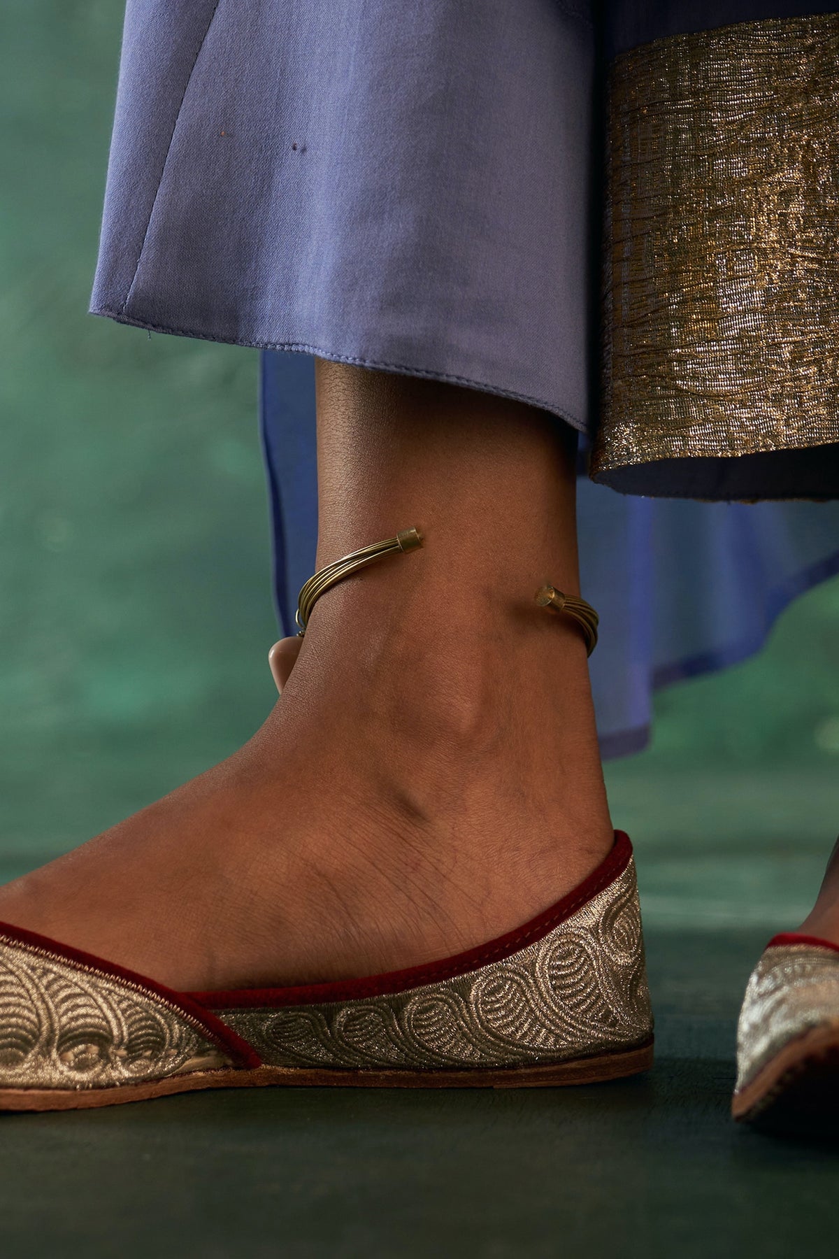 Gold Finish Beaded Anklet