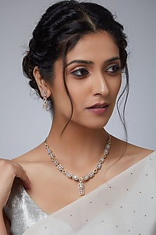 Gold Finish American Diamond Necklace Set