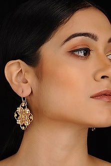 Gold Finish Drop Earrings